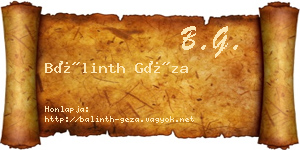 Bálinth Géza névjegykártya
