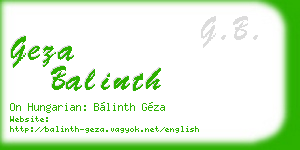 geza balinth business card